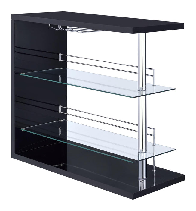 Prescott Rectangular 2-shelf Bar Unit Glossy Black - Imperial Furniture (Las Vegas, NV) - Multi Location