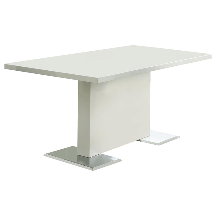 Anges T-shaped Pedestal Dining Table Glossy White - Imperial Furniture (Las Vegas, NV) - Multi Location