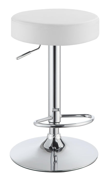 Ramses Adjustable Backless Bar Stool Chrome and White - Imperial Furniture (Las Vegas, NV) - Multi Location