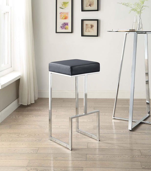 Gervase Square Bar Stool Black and Chrome - Imperial Furniture (Las Vegas, NV) - Multi Location