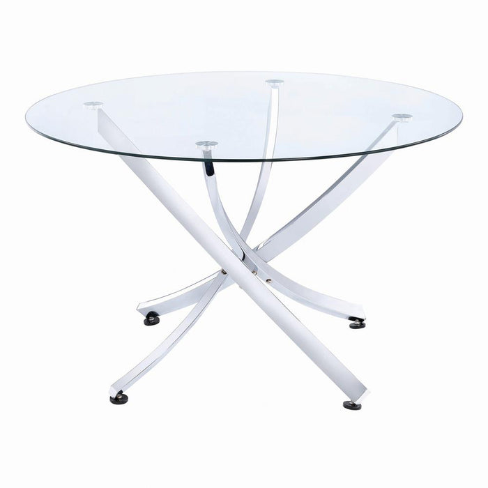 Beckham Round Dining Table Chrome and Clear - Imperial Furniture (Las Vegas, NV) - Multi Location