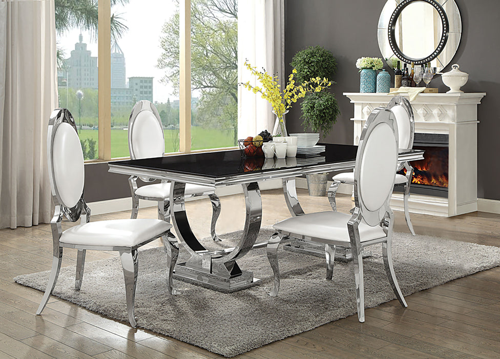 Antoine Rectangular Glass Top Dining Set Chrome - Imperial Furniture (Las Vegas, NV) - Multi Location