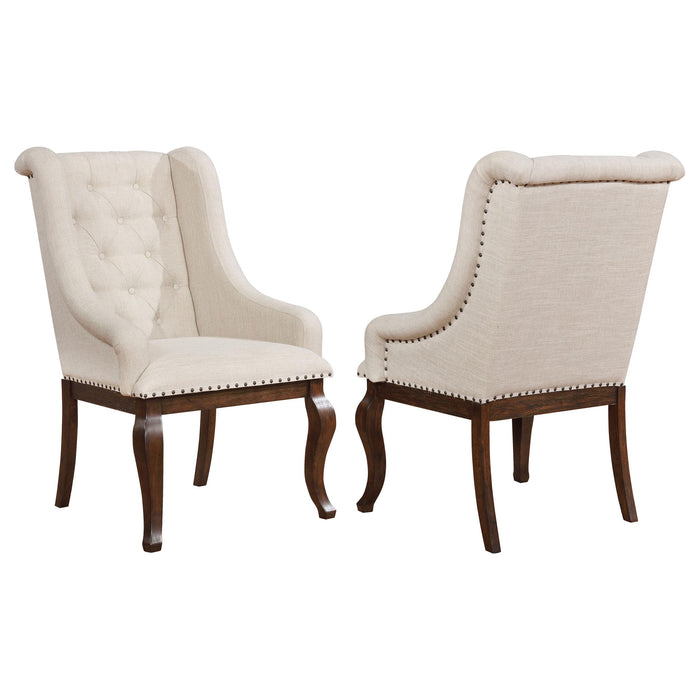 Brockway Tufted Arm Chairs Cream and Antique Java (Set of 2) - Imperial Furniture (Las Vegas, NV) - Multi Location