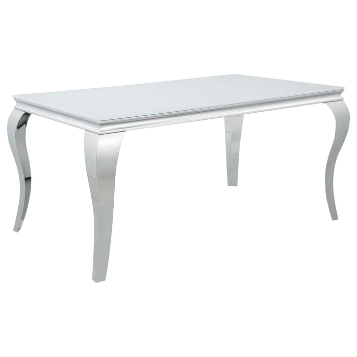 Carone Rectangular Glass Top Dining Table White and Chrome - Imperial Furniture (Las Vegas, NV) - Multi Location