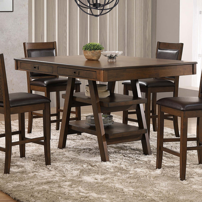 Dewey 2-drawer Counter Height Table with Open Shelves Walnut - Imperial Furniture (Las Vegas, NV) - Multi Location
