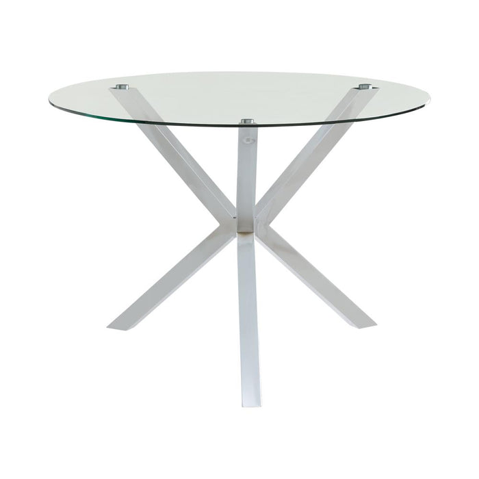 Vance Glass Top Dining Table with X-cross Base Chrome - Imperial Furniture (Las Vegas, NV) - Multi Location