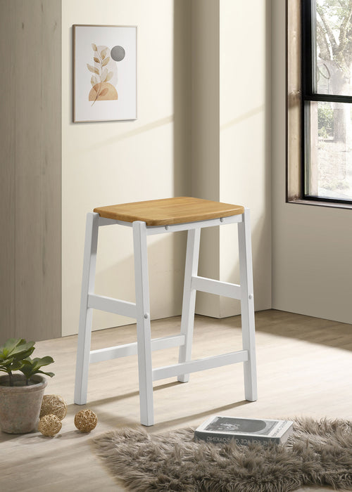 Hollis Wood Counter Height Backless Bar Stool Brown and White - Imperial Furniture (Las Vegas, NV) - Multi Location