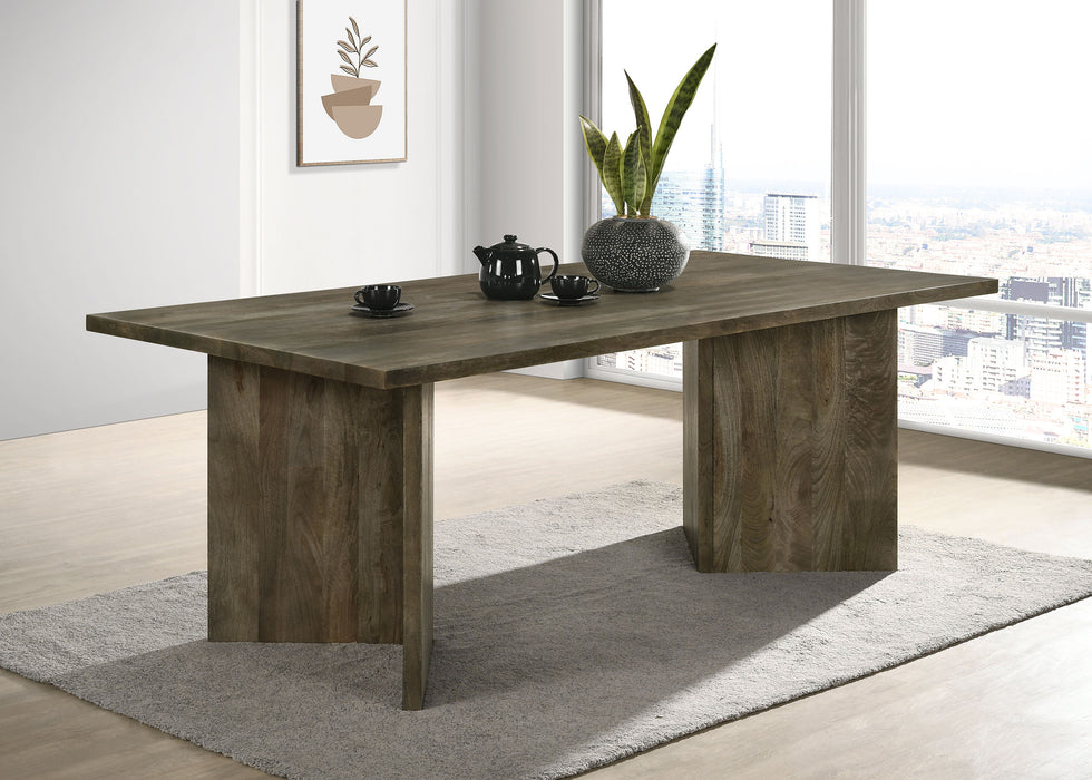 Tyler Rectangular Double V-Leg Dining Table Mango Brown - Imperial Furniture (Las Vegas, NV) - Multi Location