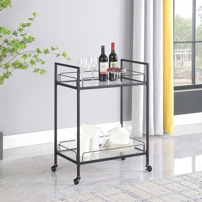 Curltis Serving Cart with Glass Shelves Clear and Black - Imperial Furniture (Las Vegas, NV) - Multi Location