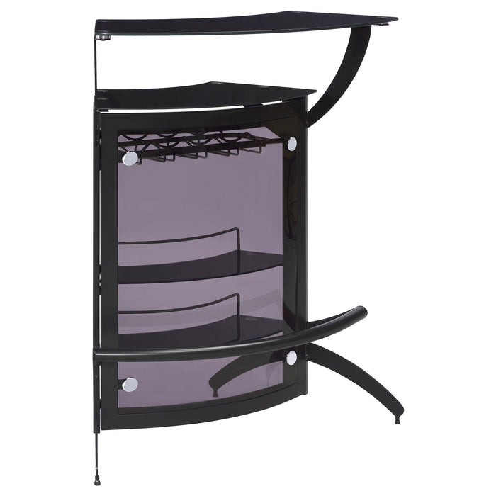 Dallas 2-shelf Home Bar Smoked and Black Glass - Imperial Furniture (Las Vegas, NV) - Multi Location