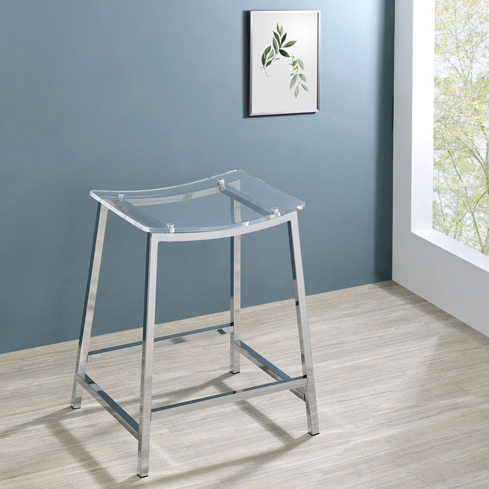 Jovani Acrylic Backless Counter Height Bar Stools Clear and Chrome (Set of 2) - Imperial Furniture (Las Vegas, NV) - Multi Location