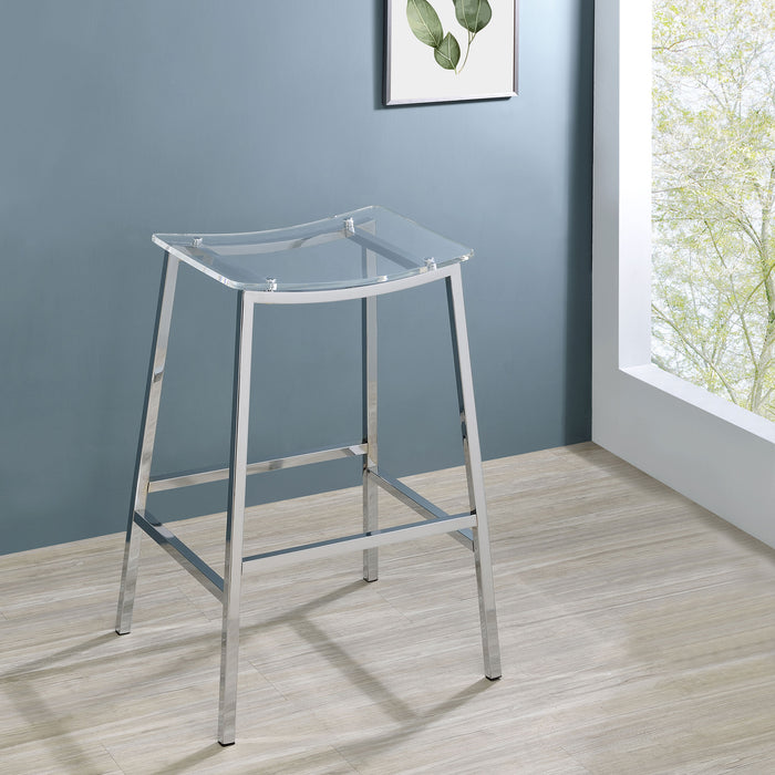 Jovani Acrylic Backless Bar Stools Clear and Chrome (Set of 2) - Imperial Furniture (Las Vegas, NV) - Multi Location