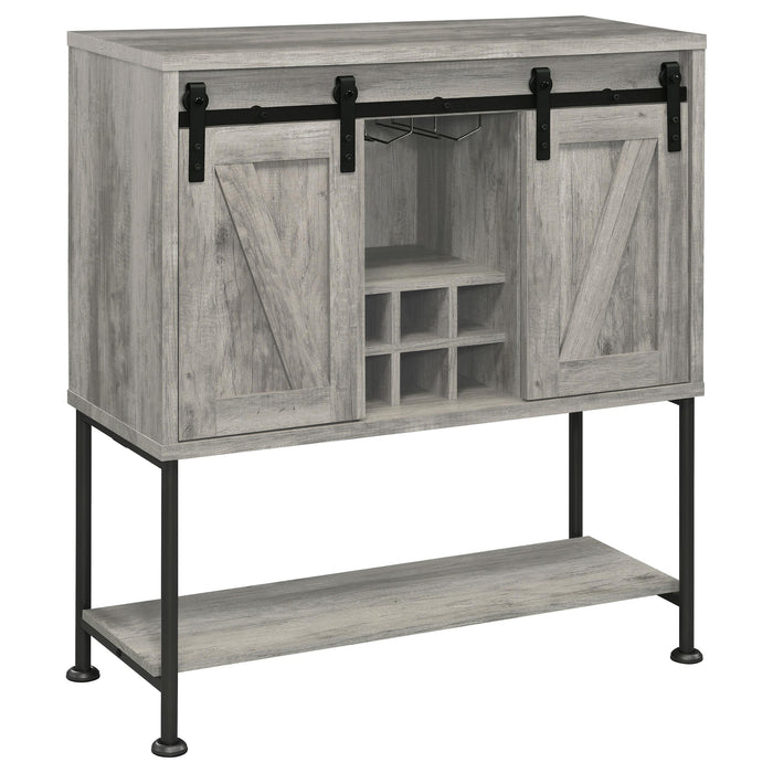 Claremont Sliding Door Bar Cabinet with Lower Shelf Grey Driftwood - Imperial Furniture (Las Vegas, NV) - Multi Location