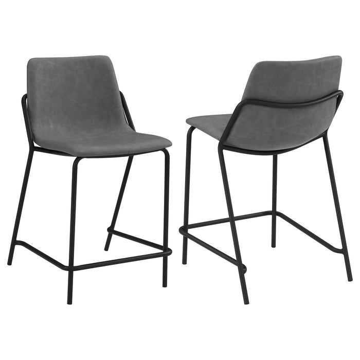 Earnest Solid Back Upholstered Counter Height Stools Grey and Black (Set of 2) - Imperial Furniture (Las Vegas, NV) - Multi Location