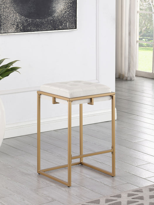 Nadia Square Padded Seat Counter Height Stool (Set of 2) Beige and Gold - Imperial Furniture (Las Vegas, NV) - Multi Location