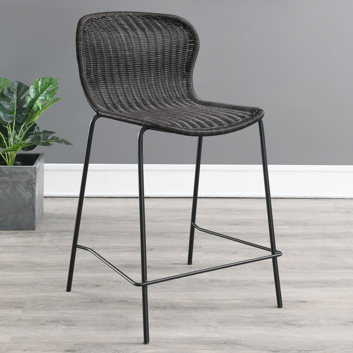 Mckinley Upholstered Counter Height Stools with Footrest (Set of 2) Brown and Sandy Black - Imperial Furniture (Las Vegas, NV) - Multi Location