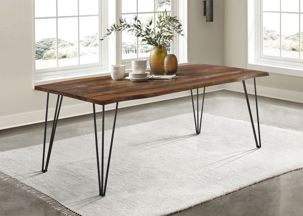 Neve Live-edge Dining Table with Hairpin Legs Sheesham Grey and Gunmetal - Imperial Furniture (Las Vegas, NV) - Multi Location