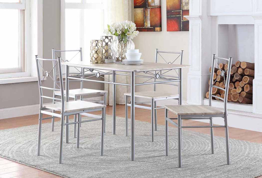Anna Fontana 5-piece Rectangular Dining Set Brushed Silver - Imperial Furniture (Las Vegas, NV) - Multi Location