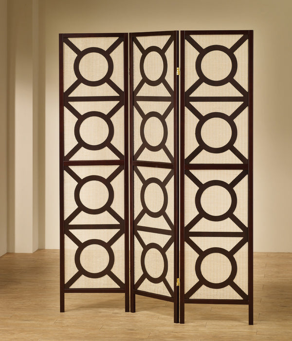 Vulcan 3-panel Geometric Folding Screen Tan and Cappuccino - Imperial Furniture (Las Vegas, NV) - Multi Location