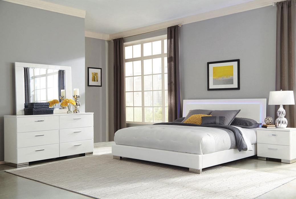 Felicity 4-piece Queen Bedroom Set with LED Headboard Glossy White - Imperial Furniture (Las Vegas, NV) - Multi Location