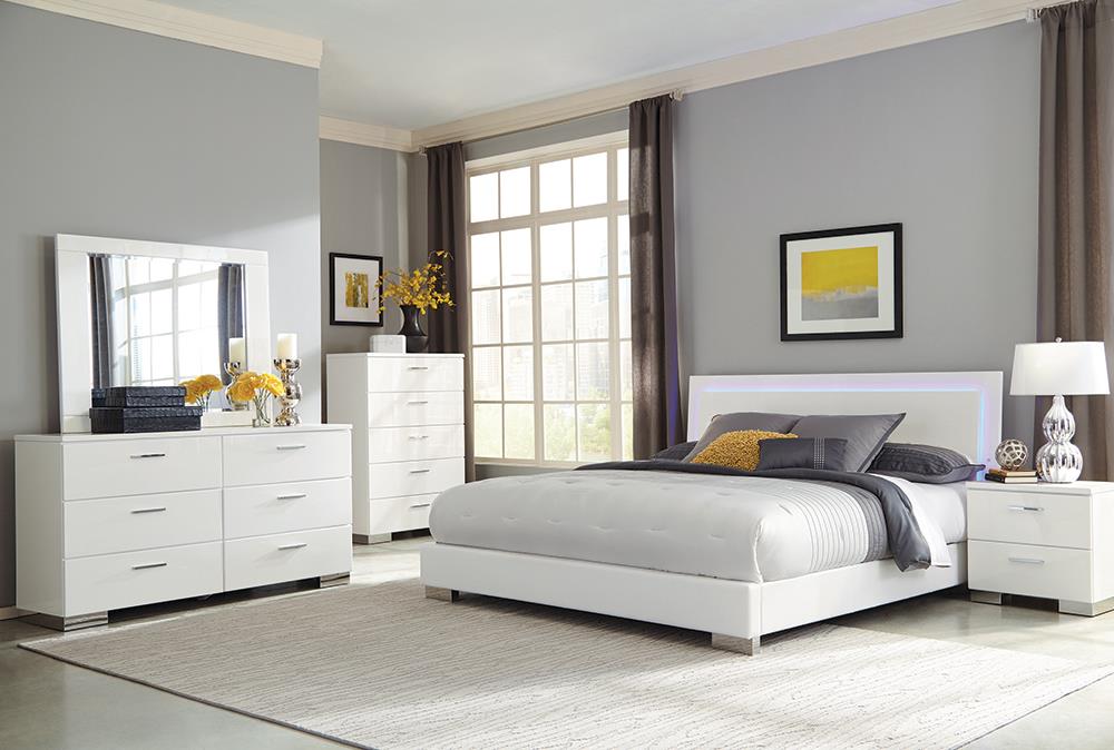 Felicity 5-piece Queen Bedroom Set with LED Headboard Glossy White - Imperial Furniture (Las Vegas, NV) - Multi Location