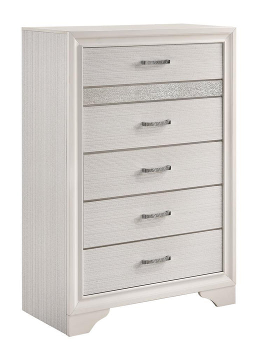 Miranda 5-drawer Chest White and Rhinestone - Imperial Furniture (Las Vegas, NV) - Multi Location
