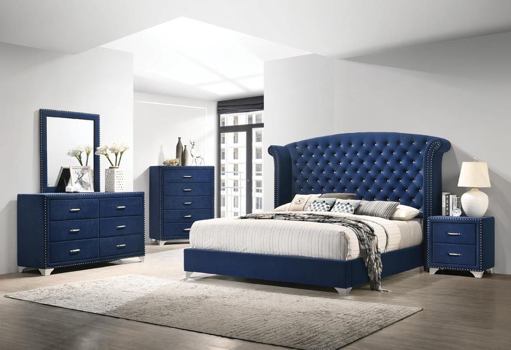 Melody 5-piece Queen Tufted Upholstered Bedroom Set Pacific Blue - Imperial Furniture (Las Vegas, NV) - Multi Location