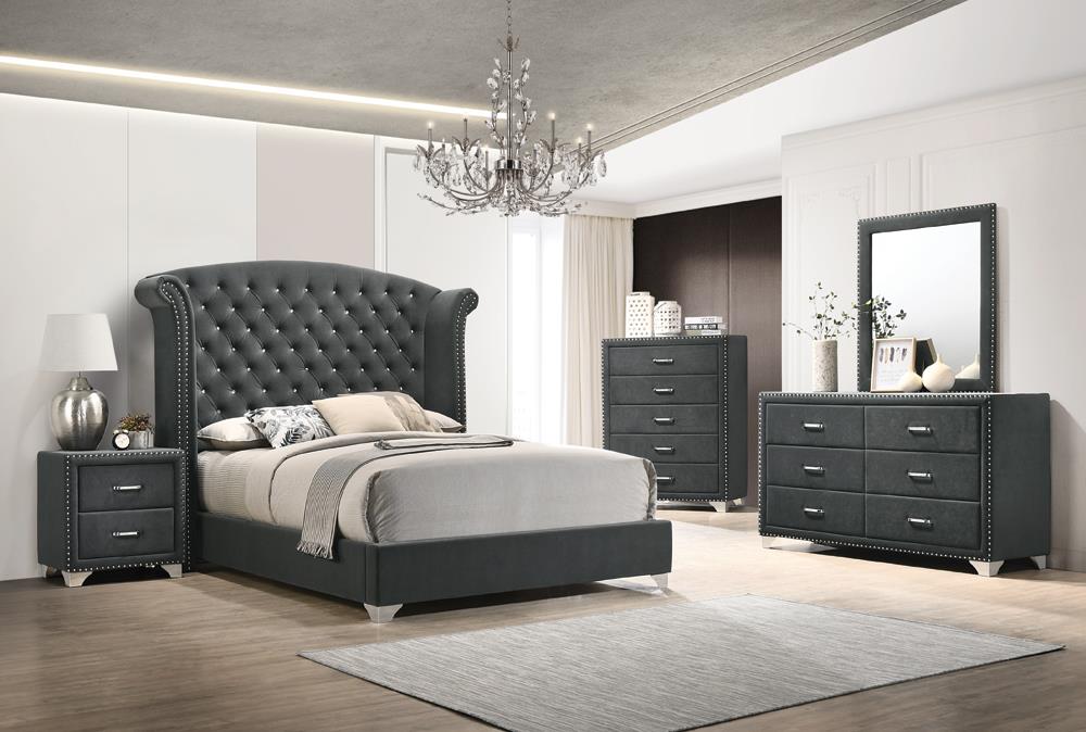 Melody 5-piece Eastern King Tufted Upholstered Bedroom Set Grey - Imperial Furniture (Las Vegas, NV) - Multi Location