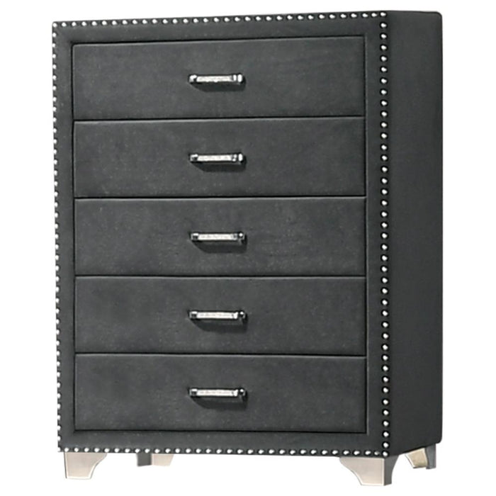 Melody 5-drawer Upholstered Chest Grey - Imperial Furniture (Las Vegas, NV) - Multi Location