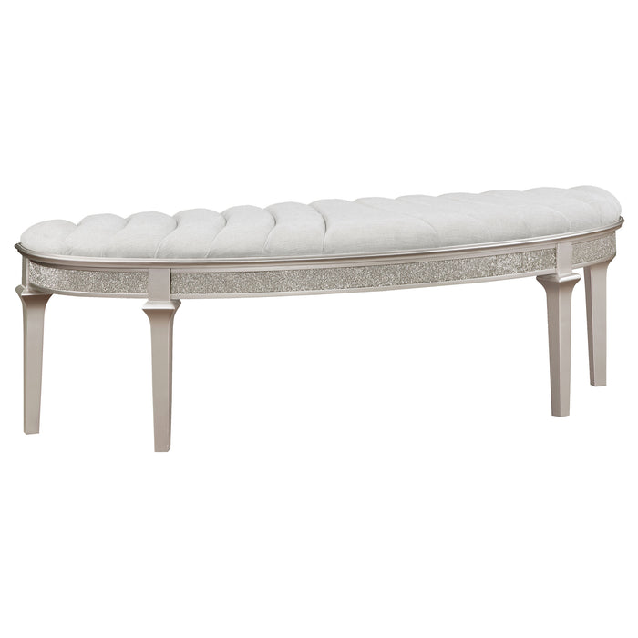 Evangeline Upholstered Demilune Bench Ivory and Silver Oak - Imperial Furniture (Las Vegas, NV) - Multi Location