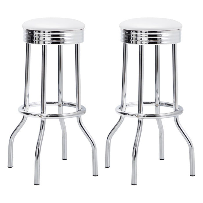Theodore Upholstered Top Bar Stools White and Chrome (Set of 2) - Imperial Furniture (Las Vegas, NV) - Multi Location
