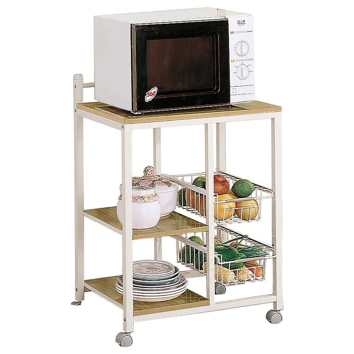 Kelvin 2-shelf Kitchen Cart Natural Brown and White - Imperial Furniture (Las Vegas, NV) - Multi Location