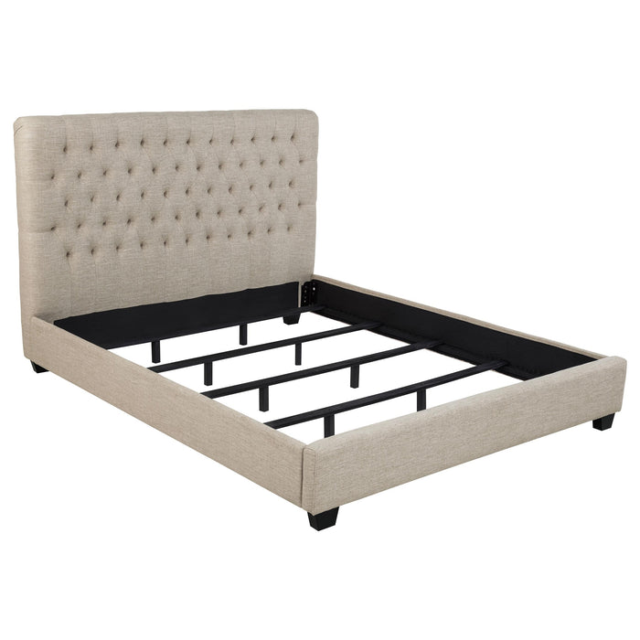 Chloe Tufted Upholstered California King Bed Oatmeal - Imperial Furniture (Las Vegas, NV) - Multi Location