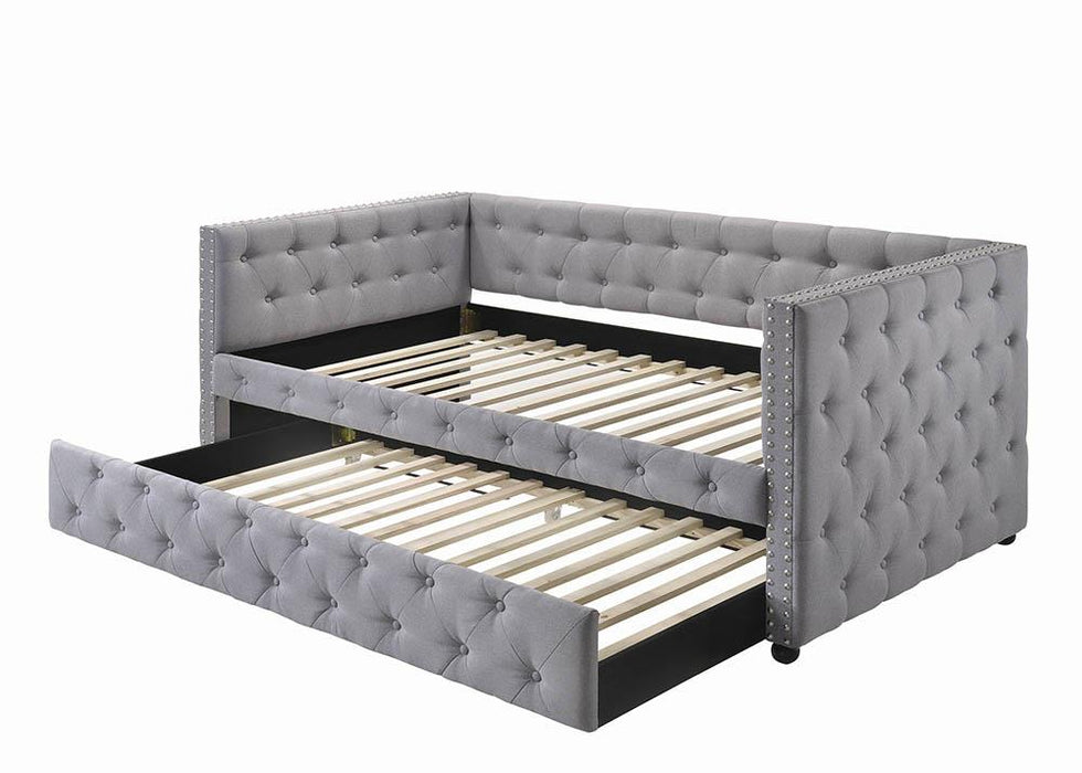 Mockern Tufted Upholstered Daybed with Trundle Grey - Imperial Furniture (Las Vegas, NV) - Multi Location