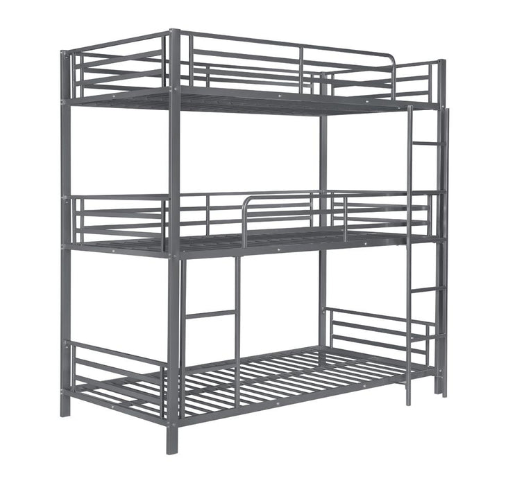 Maynard Metal Triple Twin Bunk Bed Gunmetal - Imperial Furniture (Las Vegas, NV) - Multi Location