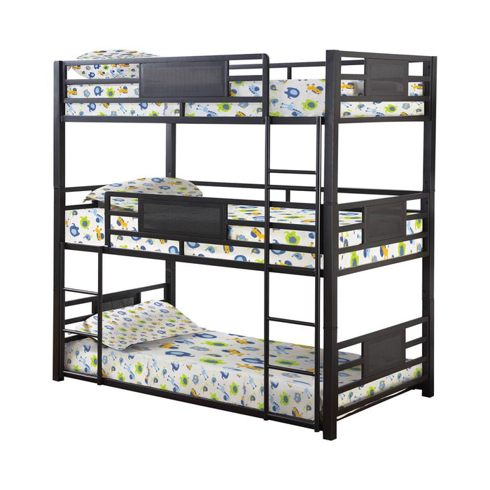 Rogen Twin Triple Bunk Bed Dark Bronze - Imperial Furniture (Las Vegas, NV) - Multi Location