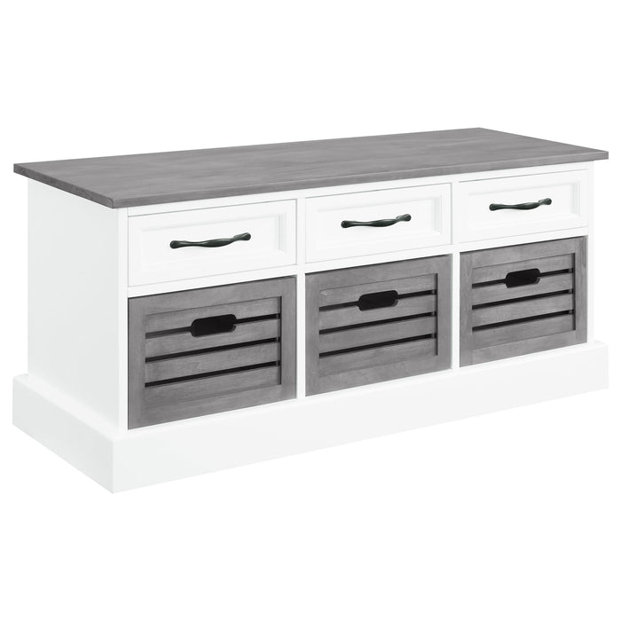 Alma 3-drawer Storage Bench White and Weathered Grey - Imperial Furniture (Las Vegas, NV) - Multi Location