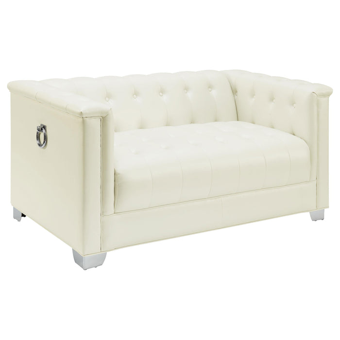 Chaviano Tufted Upholstered Loveseat Pearl White - Imperial Furniture (Las Vegas, NV) - Multi Location