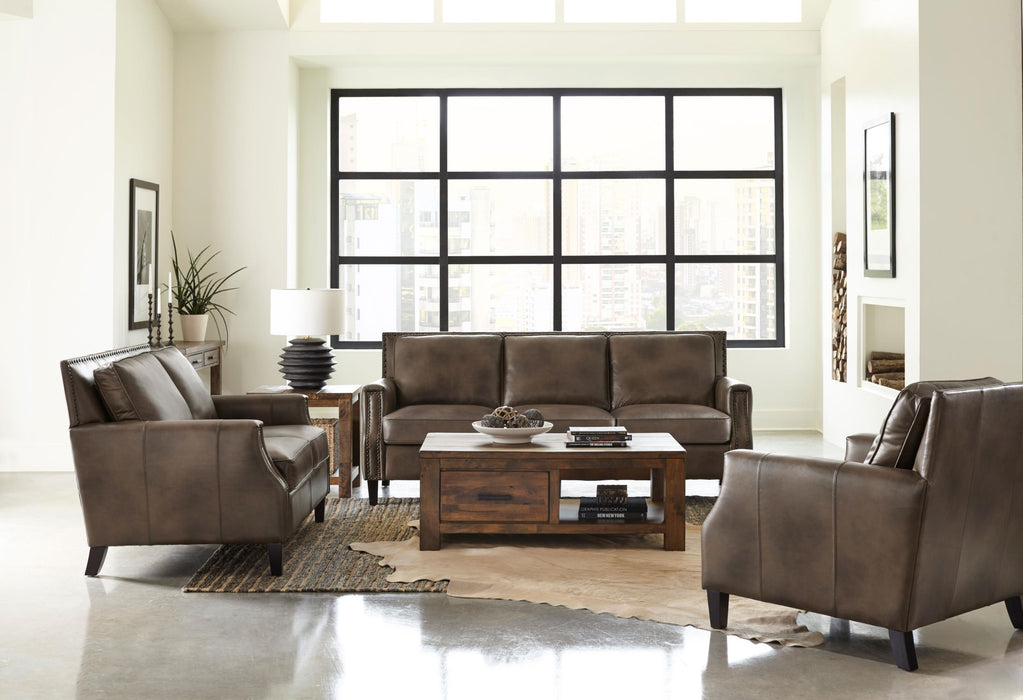 Leaton 3-piece Recessed Arms Living Room Set Brown Sugar - Imperial Furniture (Las Vegas, NV) - Multi Location