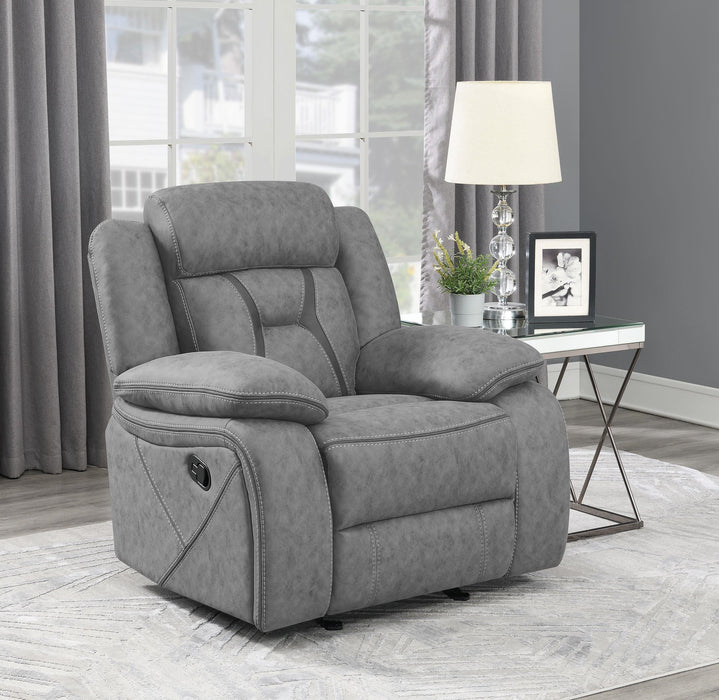 Higgins Overstuffed Upholstered Glider Recliner Grey - Imperial Furniture (Las Vegas, NV) - Multi Location