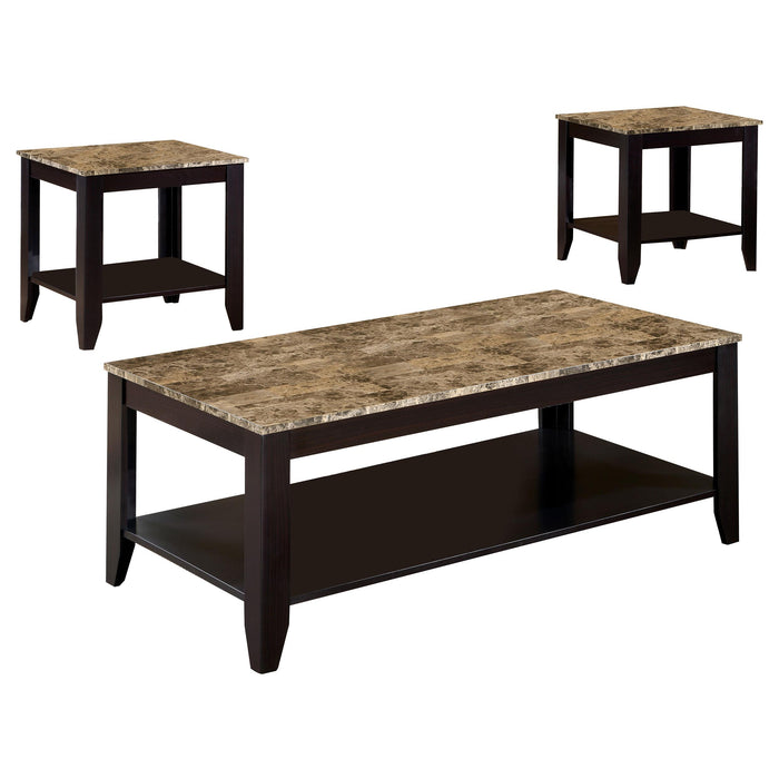 Flores 3-piece Occasional Table Set with Shelf Cappuccino - Imperial Furniture (Las Vegas, NV) - Multi Location