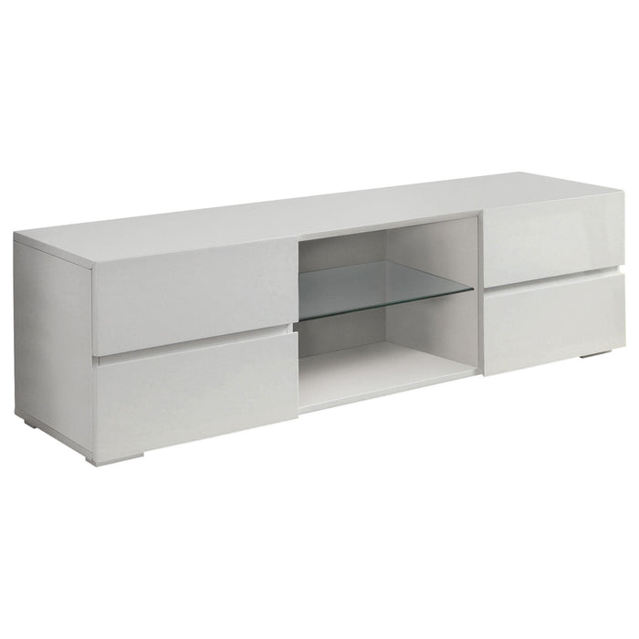 Galvin 4-drawer TV Console Glossy White - Imperial Furniture (Las Vegas, NV) - Multi Location