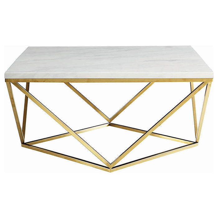 Meryl Square Coffee Table White and Gold - Imperial Furniture (Las Vegas, NV) - Multi Location