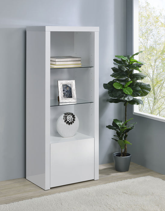 Jude 3-shelf Media Tower With Storage Cabinet White High Gloss - Imperial Furniture (Las Vegas, NV) - Multi Location