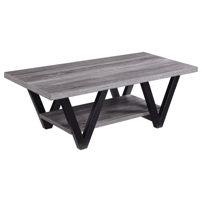 Stevens V-shaped Coffee Table Black and Antique Grey - Imperial Furniture (Las Vegas, NV) - Multi Location