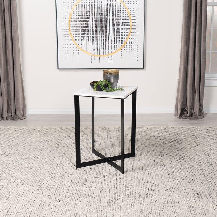 Tobin Square Marble Top End Table White and Black - Imperial Furniture (Las Vegas, NV) - Multi Location