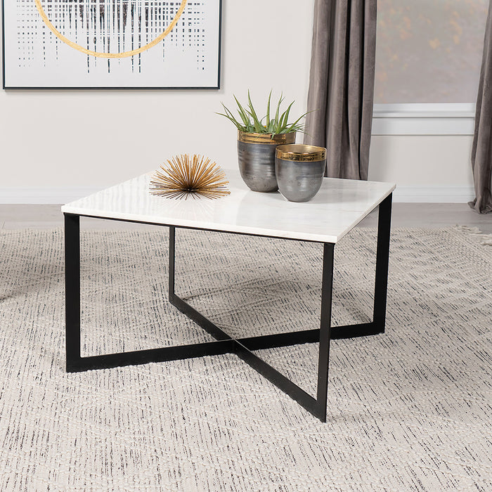 Tobin Square Marble Top Coffee Table White and Black - Imperial Furniture (Las Vegas, NV) - Multi Location