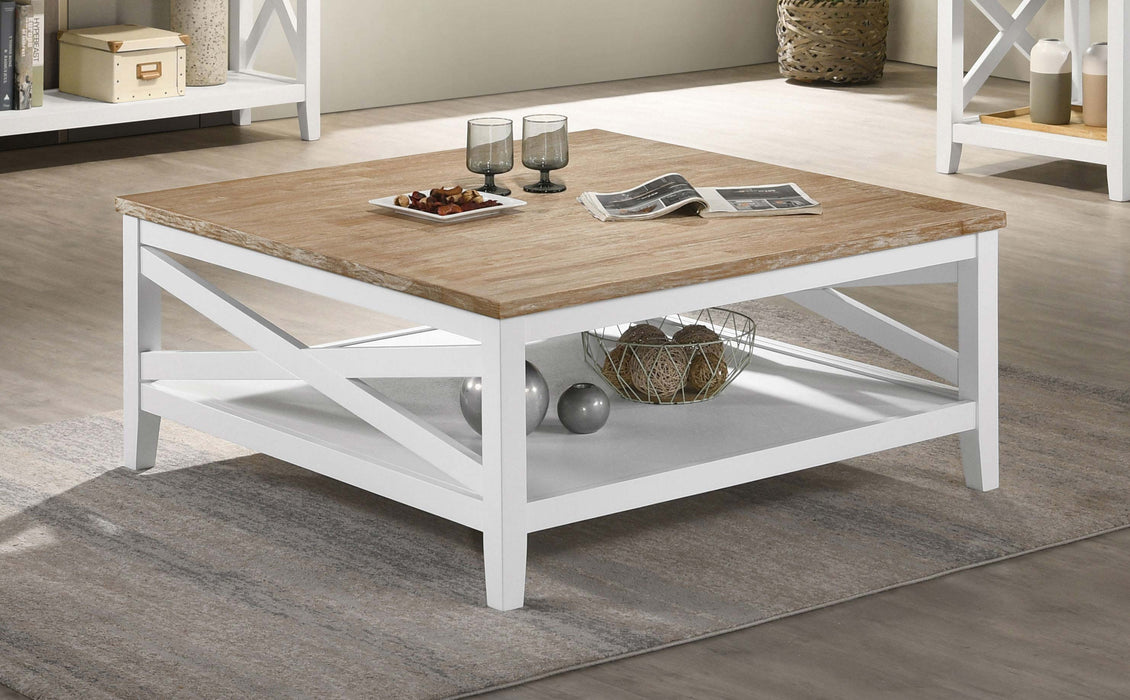 Maisy Square Wooden Coffee Table With Shelf Brown and White - Imperial Furniture (Las Vegas, NV) - Multi Location