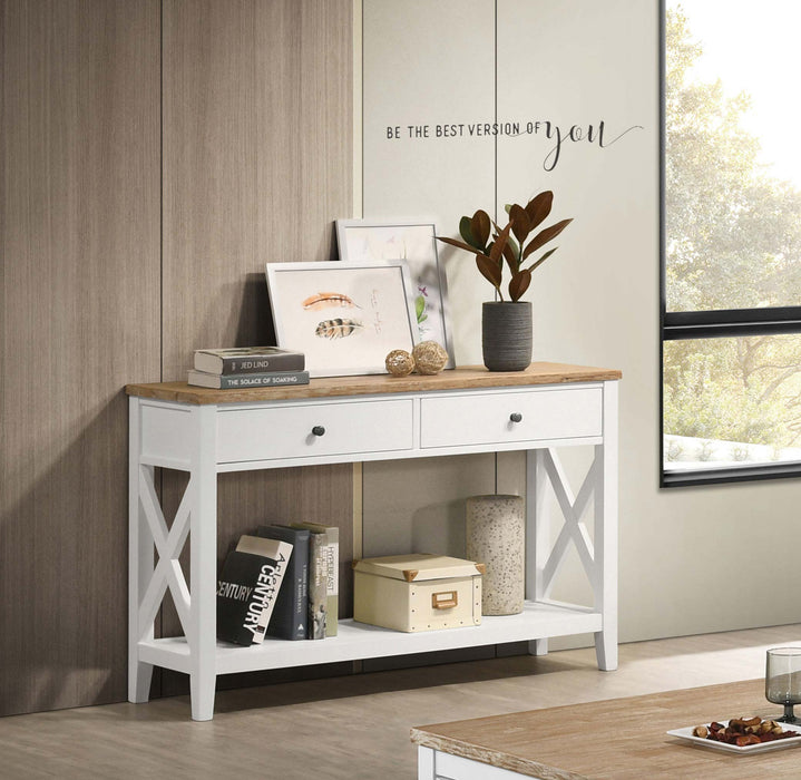 Maisy Rectangular Wooden Sofa Table With Shelf Brown and White - Imperial Furniture (Las Vegas, NV) - Multi Location