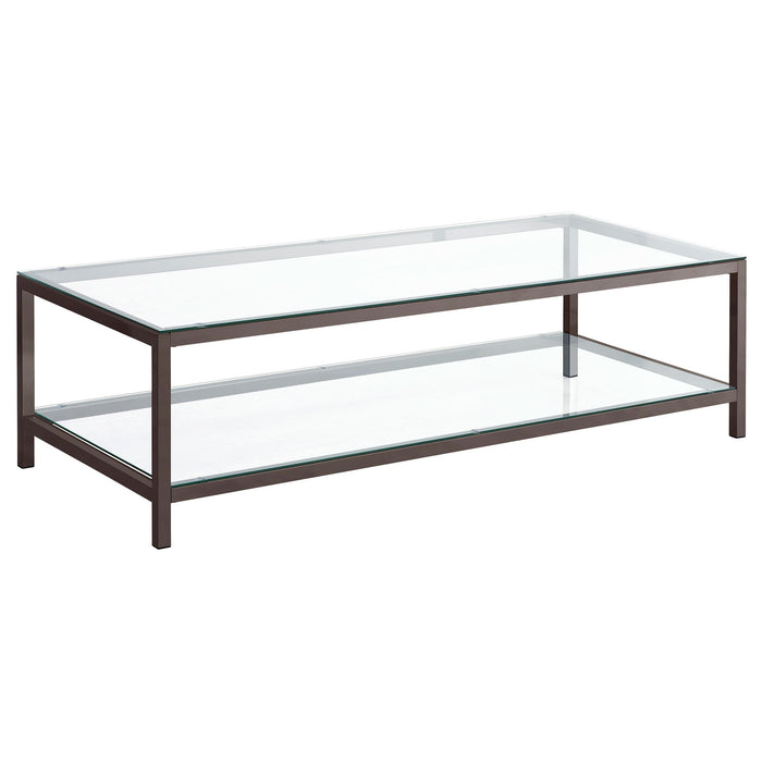 Trini Coffee Table with Glass Shelf Black Nickel - Imperial Furniture (Las Vegas, NV) - Multi Location